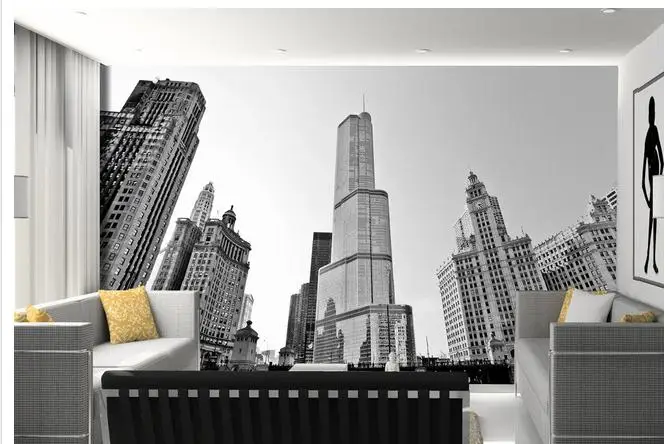 3D обои выполненные на заказ красивые нетканые черно белые для телевизора с