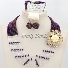Умные африканские Бусины Ювелирные наборы белый нигерийский Свадебный ожерелье комплект ювелирных изделий африканская бижутерия наборы AMJ594