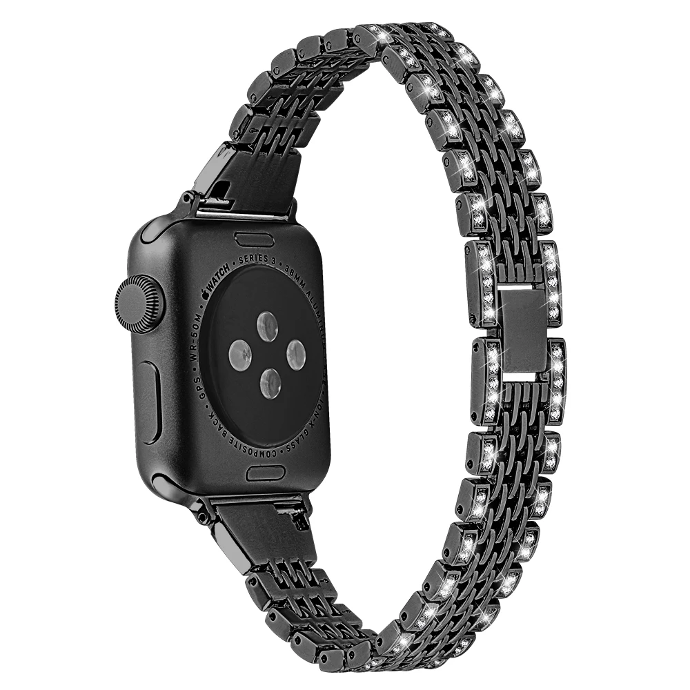Ремешок из нержавеющей стали для Apple Watch браслет с алмазным покрытием series 4 3 2 1 iWatch