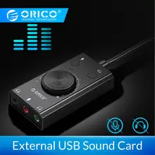 ORICO External USB Sound Card Stereo Mic Speaker Headset Audio Jack 3.5mm Cable Adapter Mute Switch Volume Adjustment Free Drive