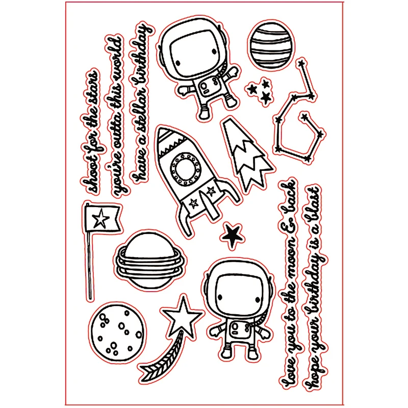 Astronaut In Space Transparent Clear Silicone Stamp Set DIY Scrapbooking Photo Album Cards Making Decorative Clear Stamp 4x6