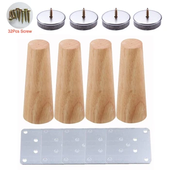 

4PCS Furniture legs feet Sofa Legs 15cm Oak Tapered Reliable Wood Furniture Tea Table Legs Sofa Feet With Screws and Mats