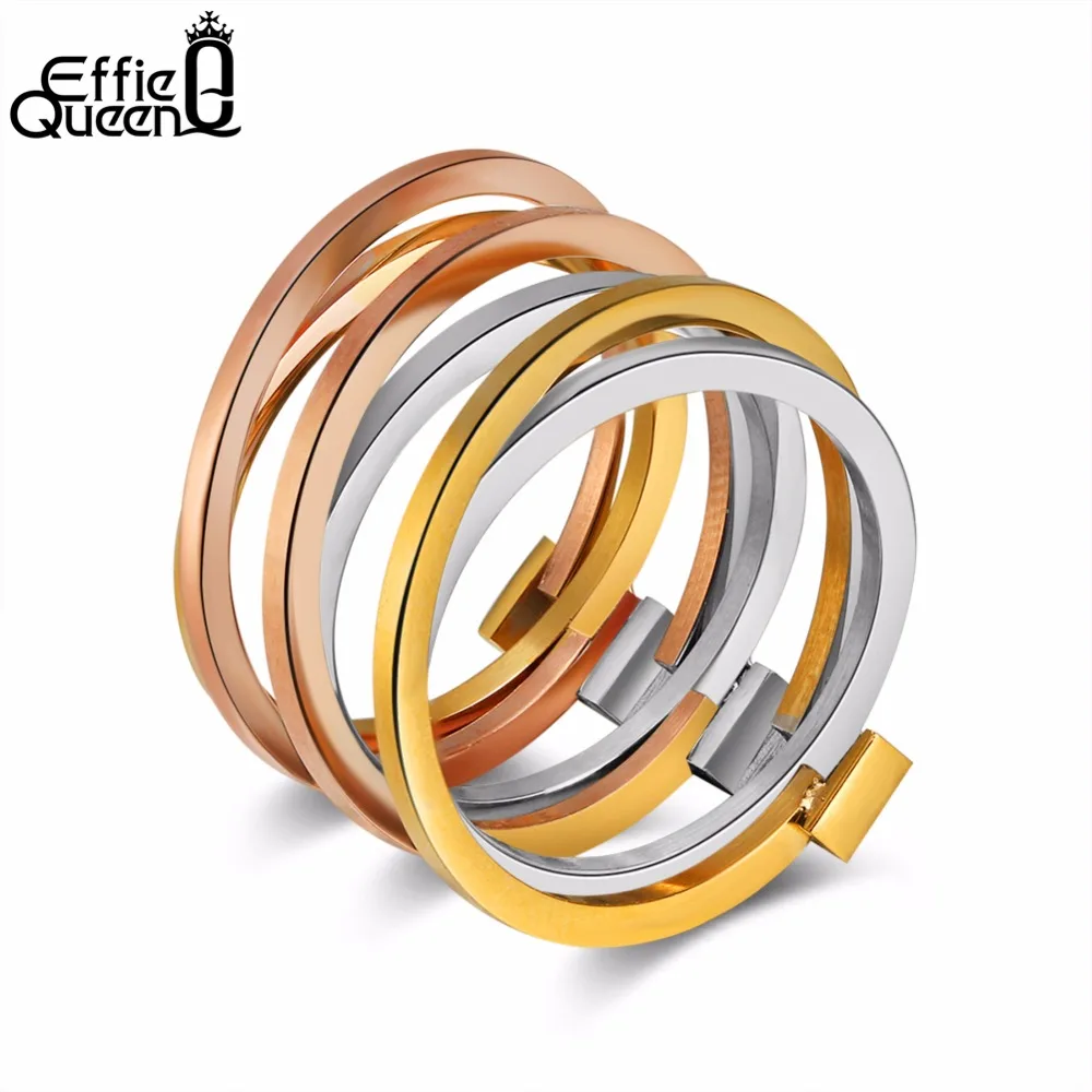 

Effie Queen Titanium Stainless Steel Rings for Women Men Wedding Jewelry Special Design Colorful Ring IR63