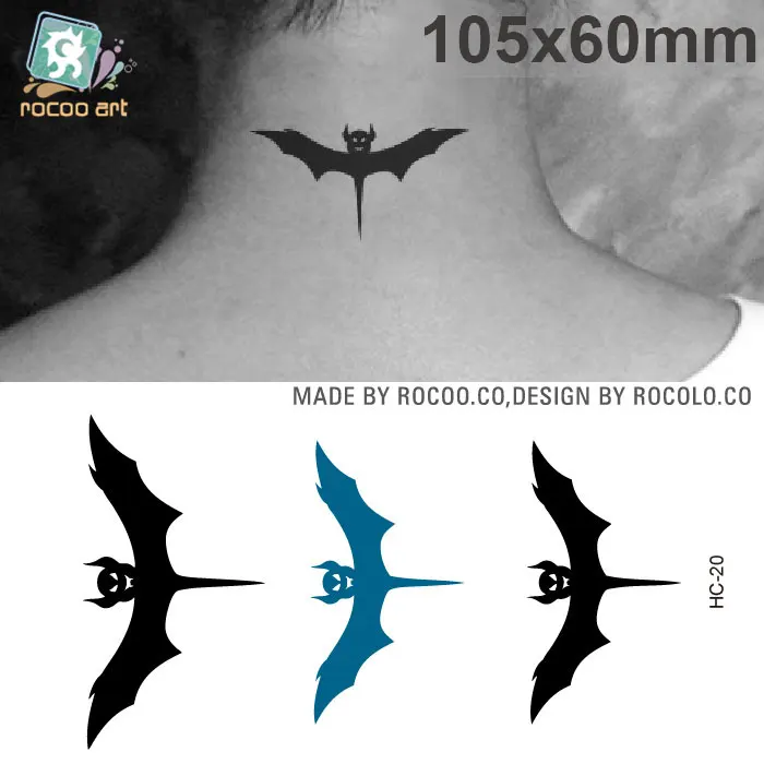 

HC-20 New Arrival Harajuku Waterproof Tattoo Stickers Bat Pattern Design Female Neck Temporary Tattoo Cover Scar Fake Tattoo