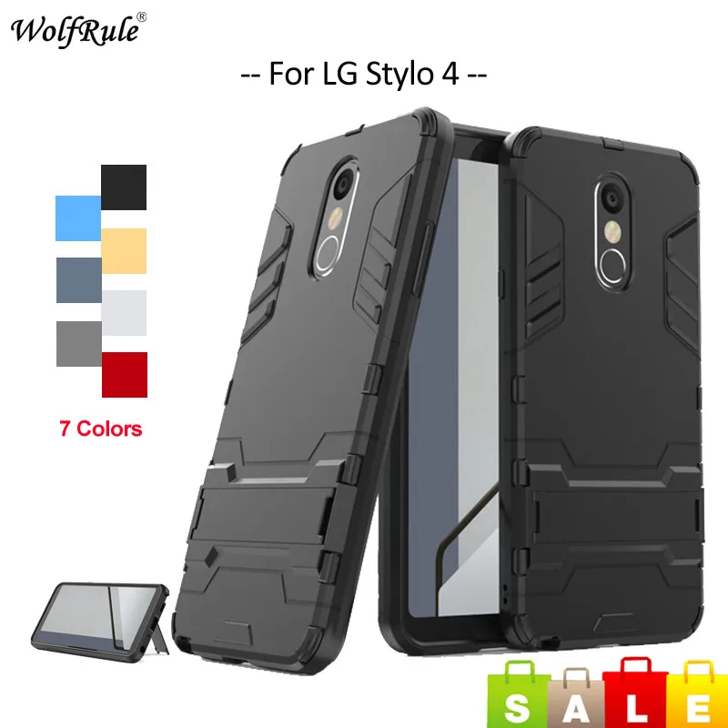 

For Cover LG Stylo 4 Case TPU & PC Holder Bumper Funda For LG Q Stylo 4 Phone Case For LG Stylus 4 Cover LM-Q710MS 6.2''