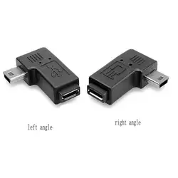 Большой Q 10 шт. 90 градусов вправо/влево под углом Mini USB мужчина для Micro USB адаптер Женский Conveter adaptador