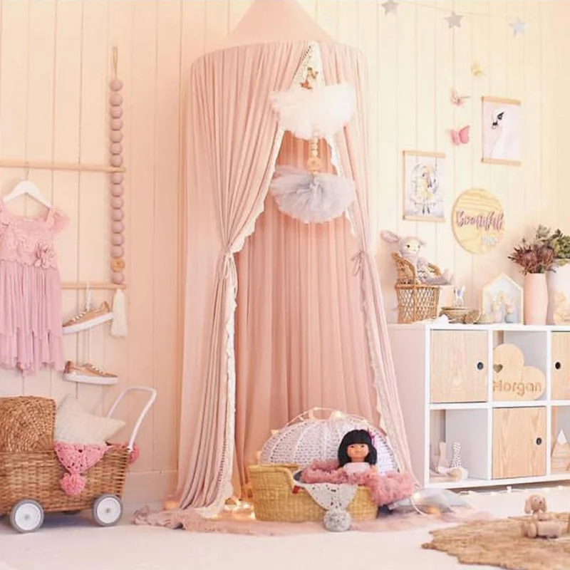 

Lace Mosquito Net Baby Room Decoration Crib Netting Chiffon Kids Bed Curtain Canopy Round Crib Netting Tent Photography Props