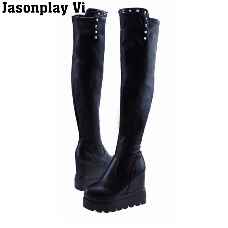 

Jasonplay Vi & Fashion Women Stretch Faux Suede Slim Thigh High Boots Sexy Over the Knee Boots High Heels Woman Shoes XZ19