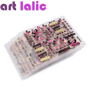 

24Pcs/ Sheet Nail Stickers Flower Butterfly Pattern Stamping 3D Sticker Charms Bronzing Transfer Decal Decals Manicure DIY Tools