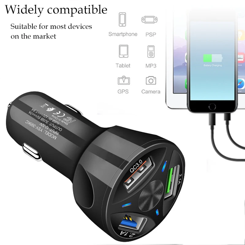 Автомобильное USB зарядное устройство Быстрая зарядка 3,0 зарядное устройство для мобильного телефона s 3 порта USB Быстрая зарядка для iPhone samsung Xiaomi Tablet автомобильное зарядное устройство