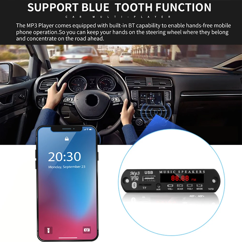 Kebidu DC 5 в 12 В Bluetooth MP3 WMA декодер плата аудио модуль USB TF Радио беспроводной