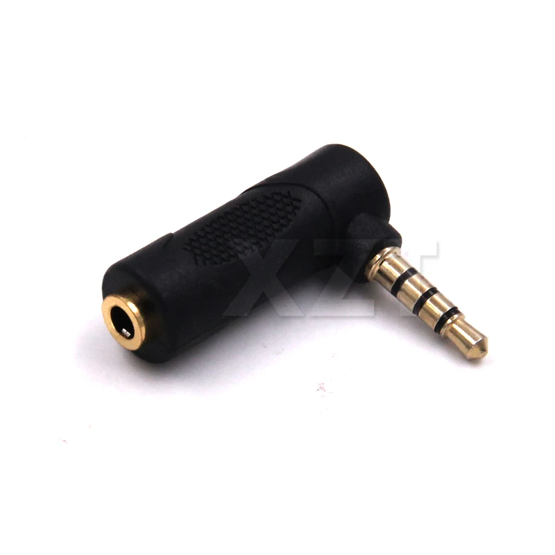 

AT 4 Pole Male To 3 Pole 3.5mm Female Stereo L Shape aux Audio Connector Extender Headphone Jack Adapter Converter 90 Degree