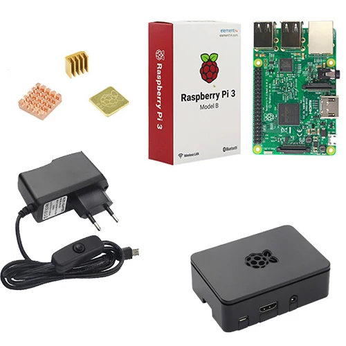 Raspberry Pi 3 Модель B комплект 5V2. 5A питание с коммутатором + 16G SD карты + ABS чехол Вентилятор охлаждения теплоотвод HDMI кабель 5MP камера