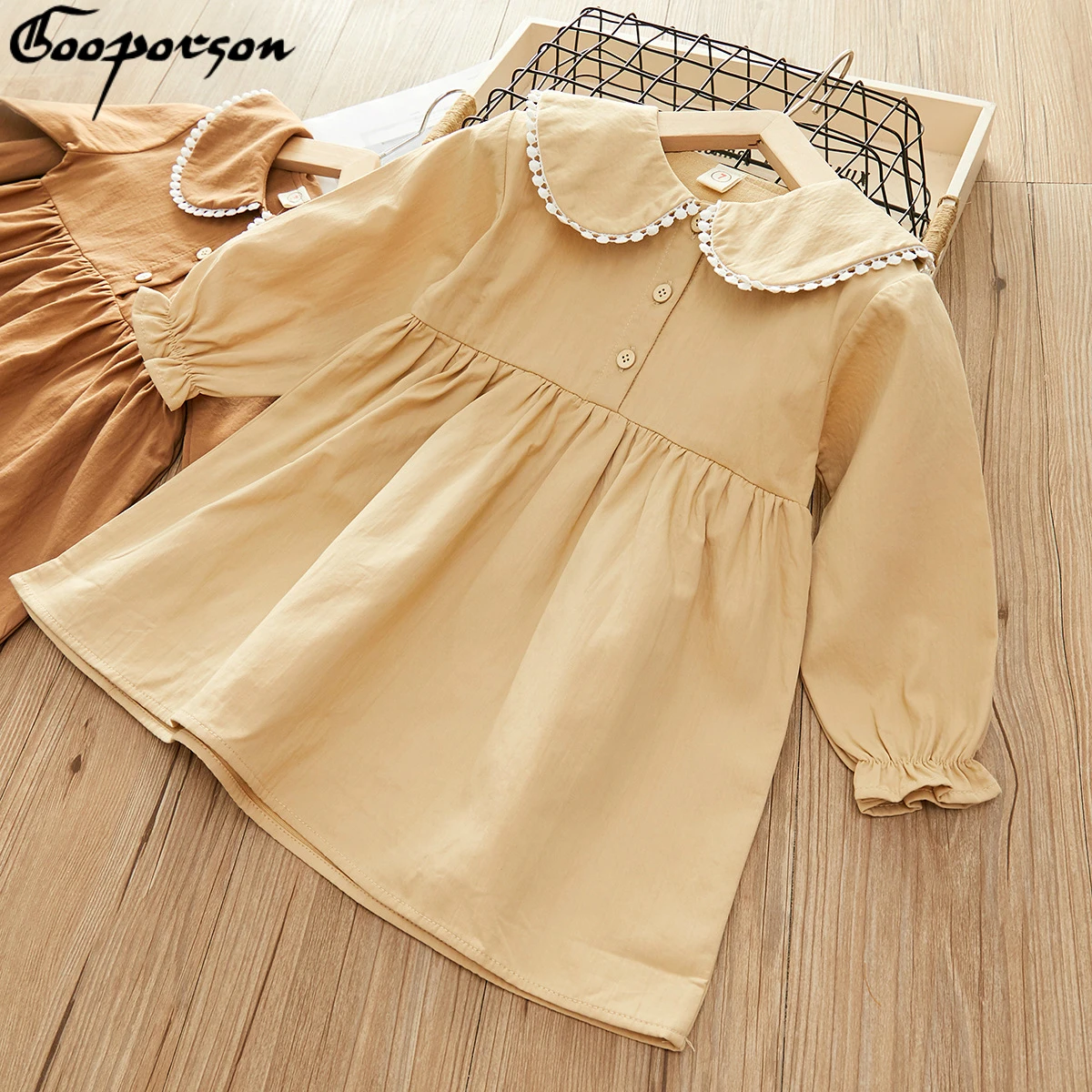 

2019 Spring New Girls Cute Princess Cotton Dress Peter Pan Collar Baby Girl's Casual Dress Fashion Style Outfits Children Wear