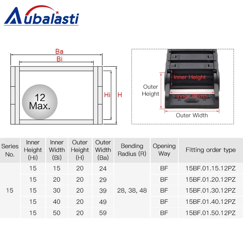 Cable Chain Semi-Enclosed 15*20 30 40 50mm Wire Transmission Carrier Plastic Drag Towline For 3D Printer CNC Engraving Machine