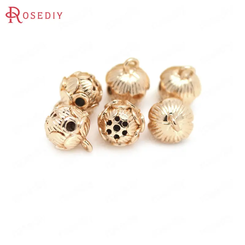 

6PCS 9.6x11.6MM 24K Champagne Gold Color Plated Brass 3 holes Lotus Charms High Quality Diy Jewelry Accessories