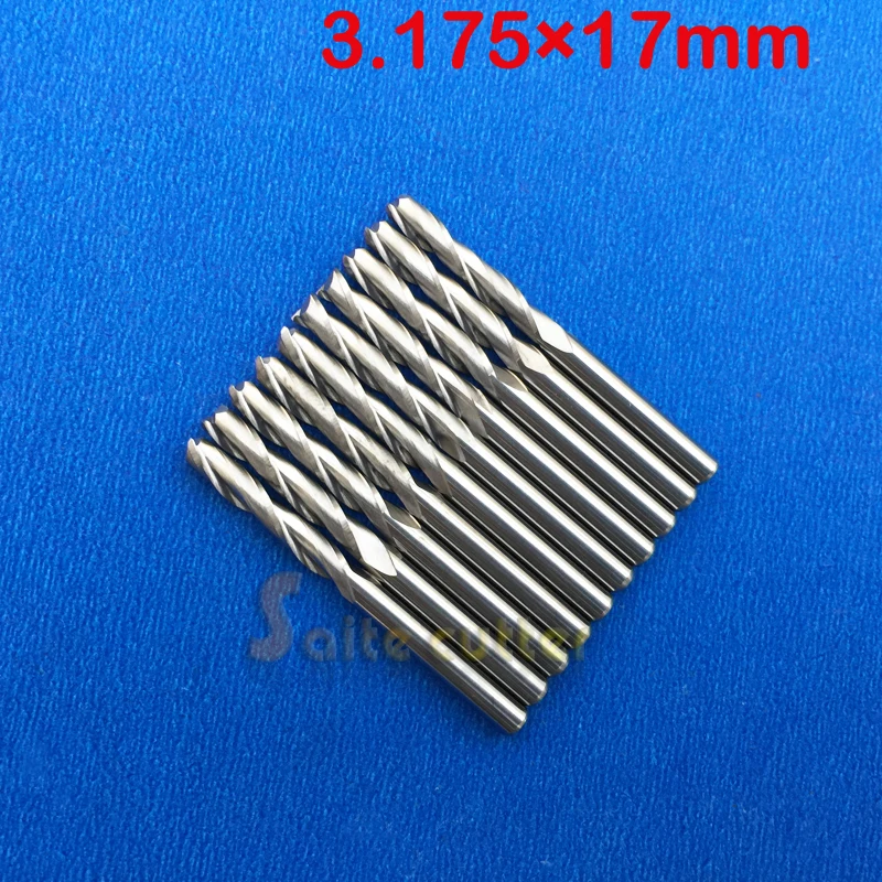 

10pcs 1/8" 3.175mm High Quality Cnc Bits Double Flute Spiral Router Carbide End Mill Cutter Tools 3.175 x 17mm