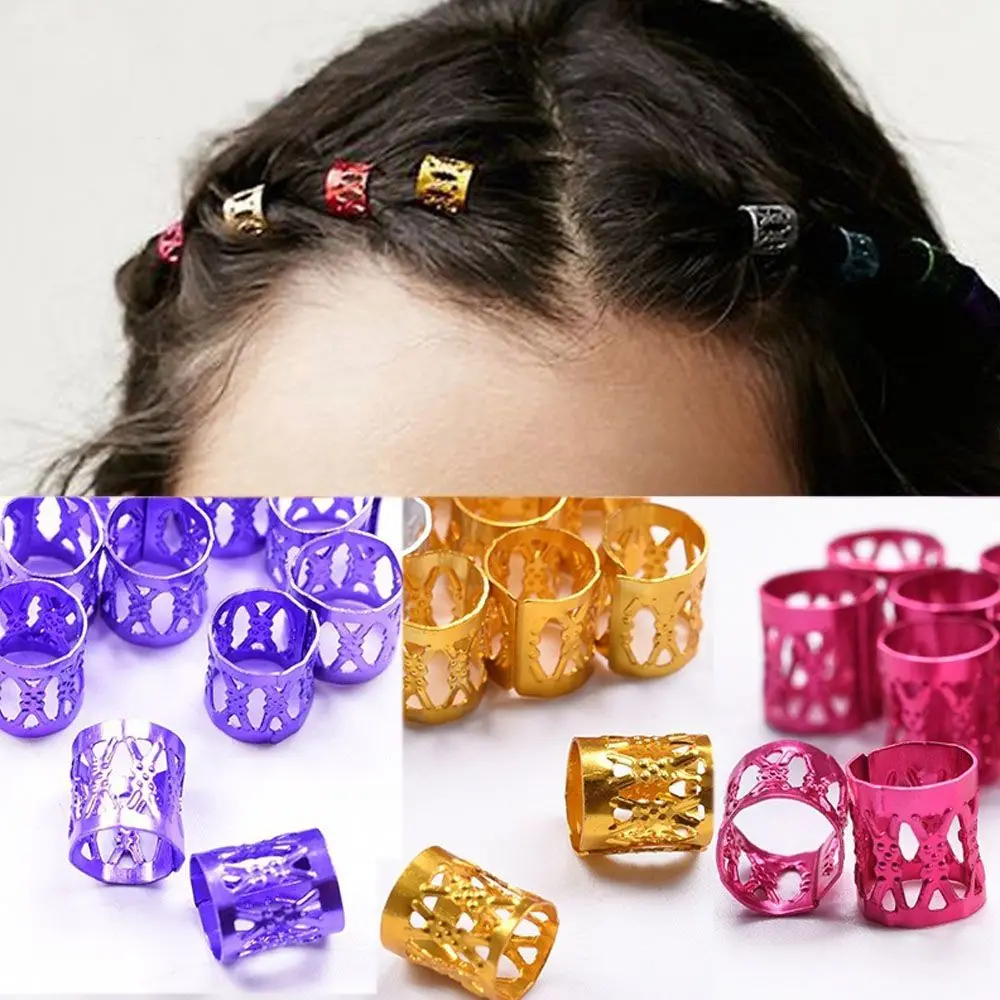 

100Pcs/Bag Fashion Popular Colorful Hair Braiding Beads Rings Cuff Hair Styling Tools Women Jewelry Hair Braider High Quality