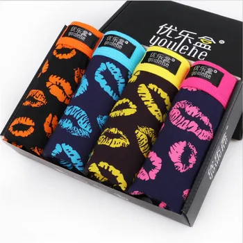

Fashion men panties sexy boxer 4pcs/lot comfortable breathable underwear plus size men's underwear boxers gift box