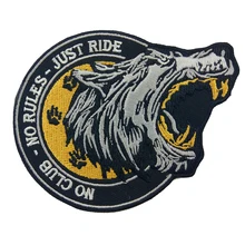 Без клуба нашивки с изображением волка Байкер Мотоцикл Железо на патч для одежды нет правил значок с волком пользовательская эмблема Персонализированная куртка наклейка