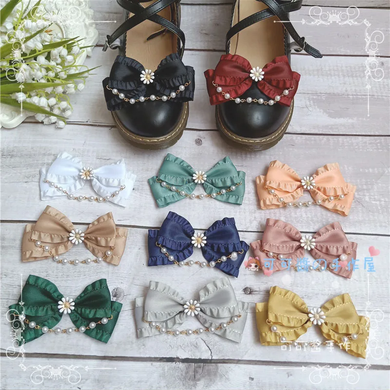 

Shoe clip lolita bow tie shoe clip shoes flower bead chain Lolita soft sister hundred buckle shoe buckle base
