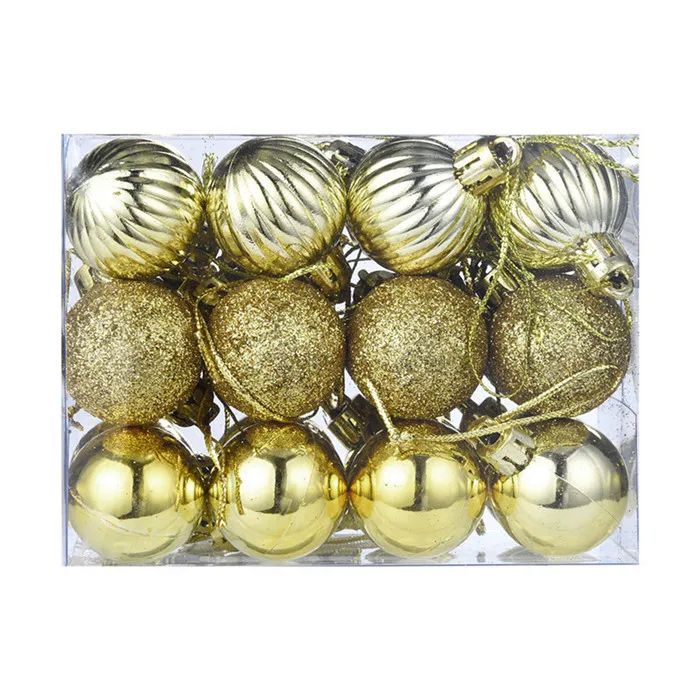24 шт. 30 мм Рождественская елка шар-безделушка подвесное украшение для домашней вечеринки декор для рождественские украшения для дома подарок - Цвет: Золотой