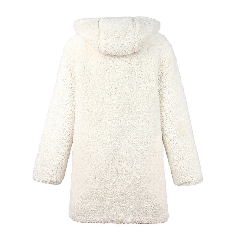 Двустороннее плотное теплое пальто из овечьей шерсти с капюшоном из искусственного меха женские зимние длинные стильные толстовки меховые куртки Осенняя верхняя одежда пальто 3XL
