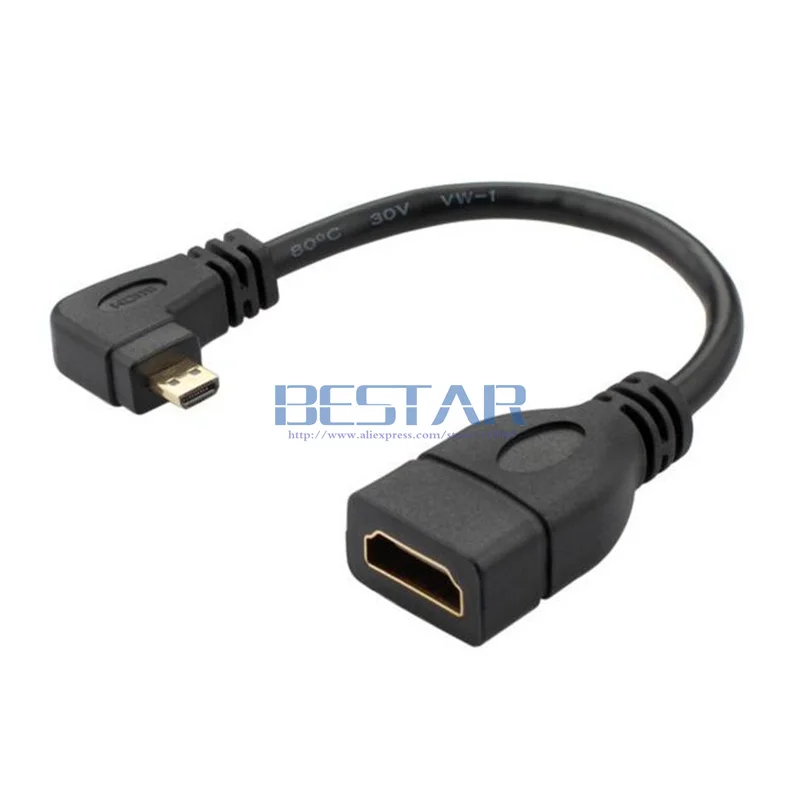 Угловой Тип D Micro HDMI к HDMI Женский Расширение Соединительный кабель 90 градусов вправо и влево под углом 15 см V1.4 адаптер конвертер