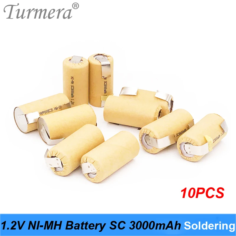 Ni-mh 1,2 v батарея 3000mah sc3000 Пайка для отвертки и пылесоса батарея 1,2 v nimh аккумуляторная батарея 10 шт