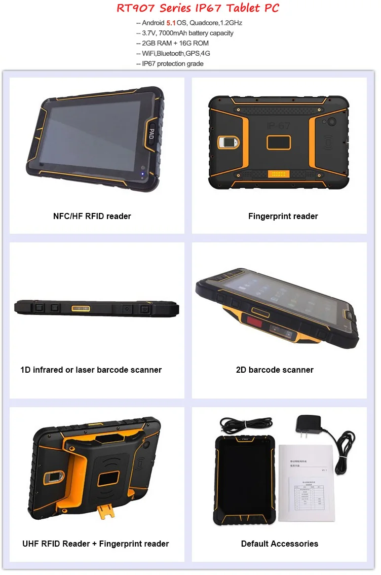 Livre à Prova Sensível ao Toque Android com Barcode de Alta Qualidade ao ar Água Polegada Tela Celular Robusto Ip67 Handheld Nfc Tablet Scanner d' 7 4 Ao Toque Celular Robusto IP67 Handheld NFC