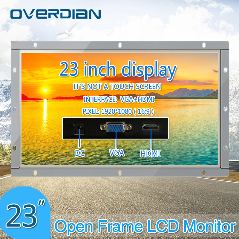 

23Inch VGA/HDMI Interface Industrial Monitor/Display 1920*1080 Metal Shell Non-Touch Screen Monitor for PC Open Frame