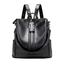 Multifunction Women Backpack New Casual PU Leather Female feminine Backpack for Teenage Girl School Bag Solid Double Zipper Back Multifunction Women Backpack New Casual PU Leather Female feminine Backpack for Teenage Girl School Bag Solid Double Zipper Back