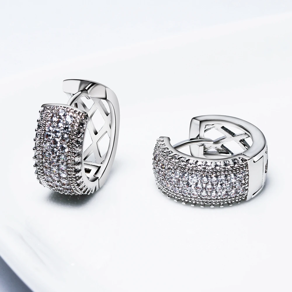 Женские серьги кольца с фианитом белого и золотого цвета|circle hoop earrings|hoop earrings for