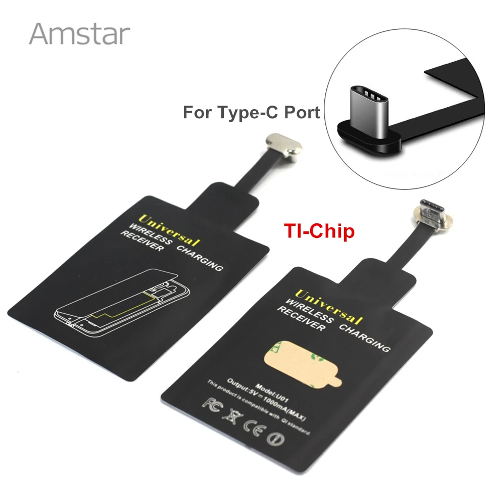 Amstar Qi Беспроводное зарядное устройство приемник type-C порт беспроводной зарядки катушки для Xiaomi Mix2 Mi5 6 Note2 3 huawei P10 Plus Mate10 Pro