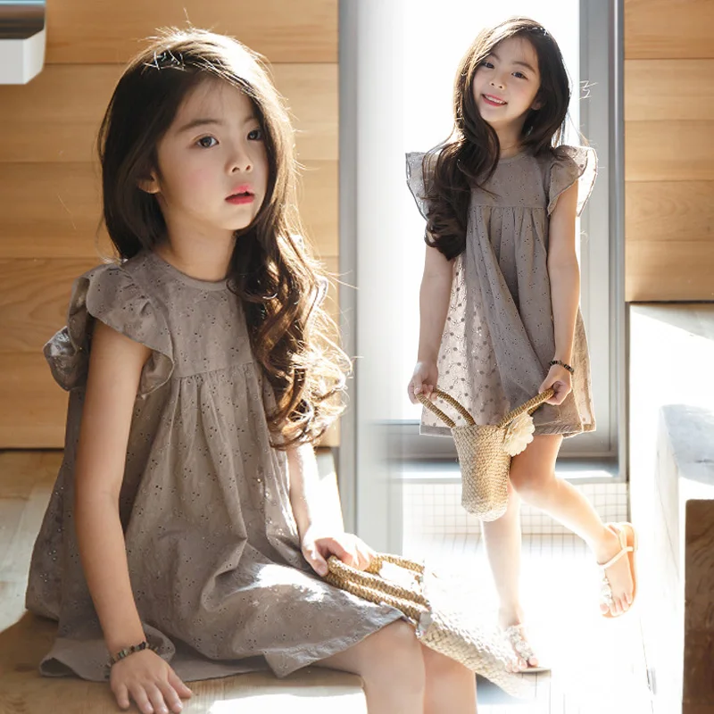 Платье для маленьких девочек Новинка года, платье принцессы для малышей вечерние платья из хлопка для детей двухслойная вода, растворимая вышивка, лето#5127