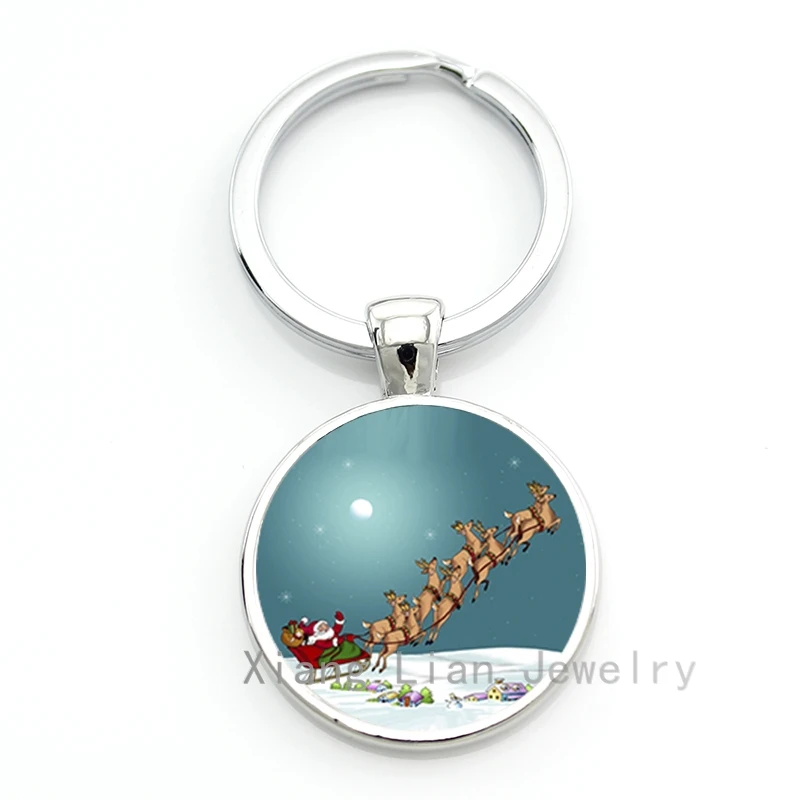 New arrival Christmas keychain Quiet moon night Santa Claus Eight