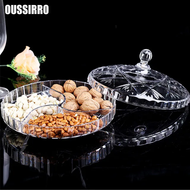 

1pcs transparent European candy Dried fruit tray simple acrylic snack tray Fruit tray cutlery kitchen accessories