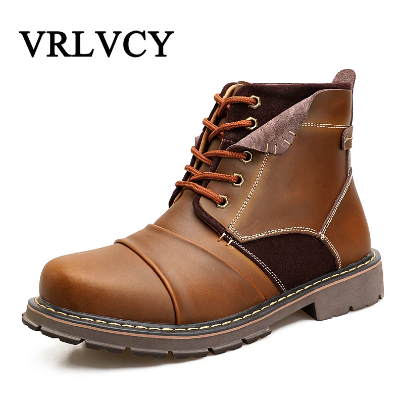 

Men Boots Handmade Retro Men Shoes High-cut tooling shoes warm plus velvet real leather Martin boots men
