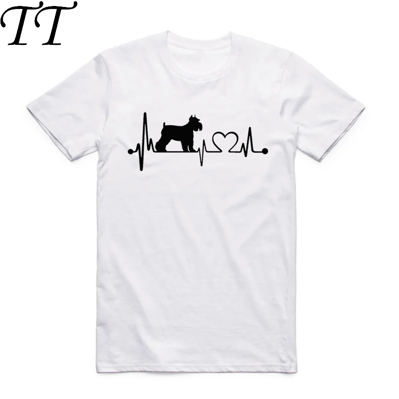 

Asian Size Men And Women Printing Animal Lover I Love My Dog Schnauzer Heartbeat T-shirt O-Neck Short Sleeves T-shirt HCP4175