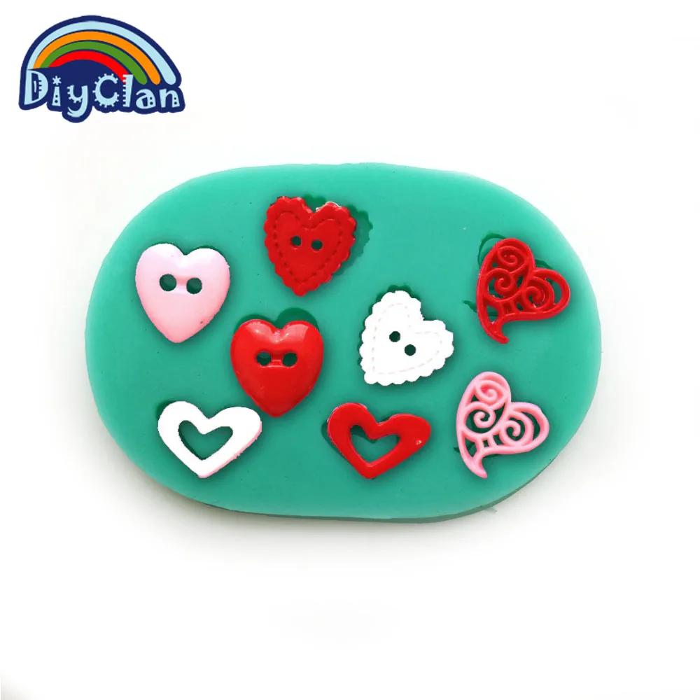 

HOT DIY silicone cake molds cake decorating tools Heart Buttons fondant mold chocolate mould kitchen cake tools F0300AX35