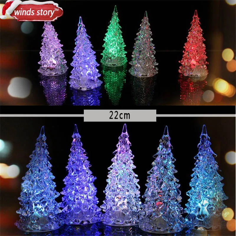 2PCS 22cm Acrylic Christmas Tree LED Colorful Lights Home Holiday Decor
