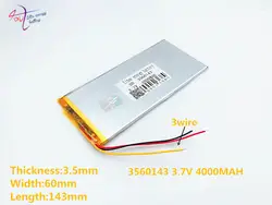 3 линия 3,7 V 3560143 4000 MAH 3560140 NTC полимерный литий-ионный/литий-ионный аккумулятор для планшетных ПК, сотового телефона, динамика, банка питания