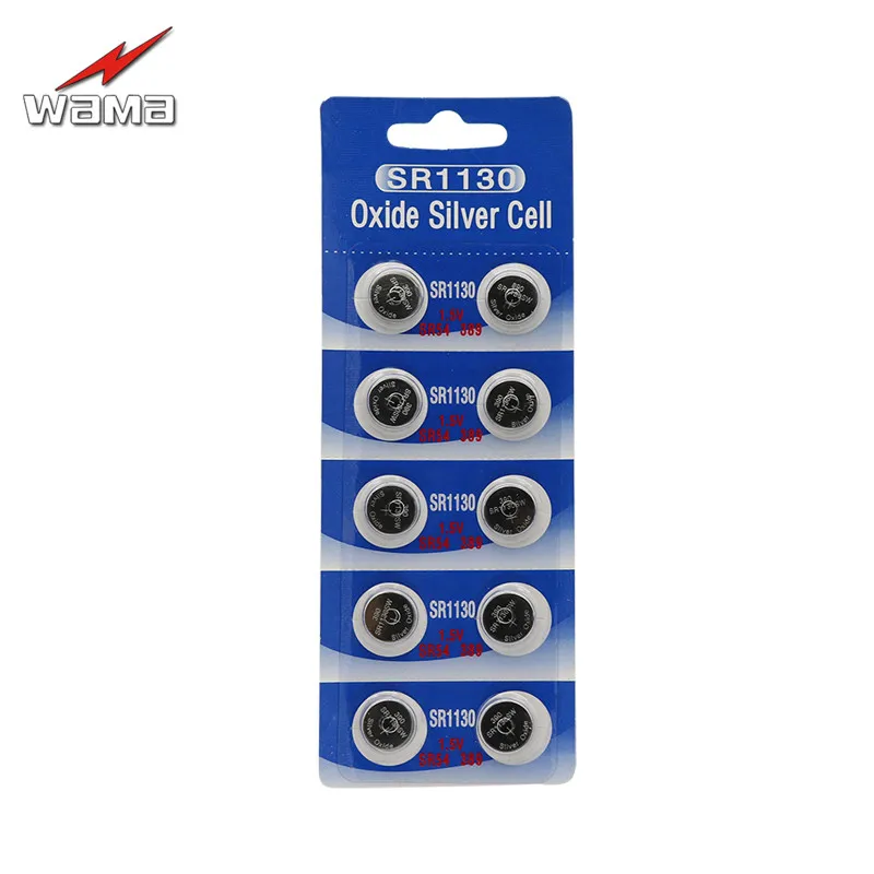 

10x Wama SR1130 SR1130SW 389/390 Silver Oxide 1.55V Battery Mercury Free High Quality Button Cell Watch Batteries