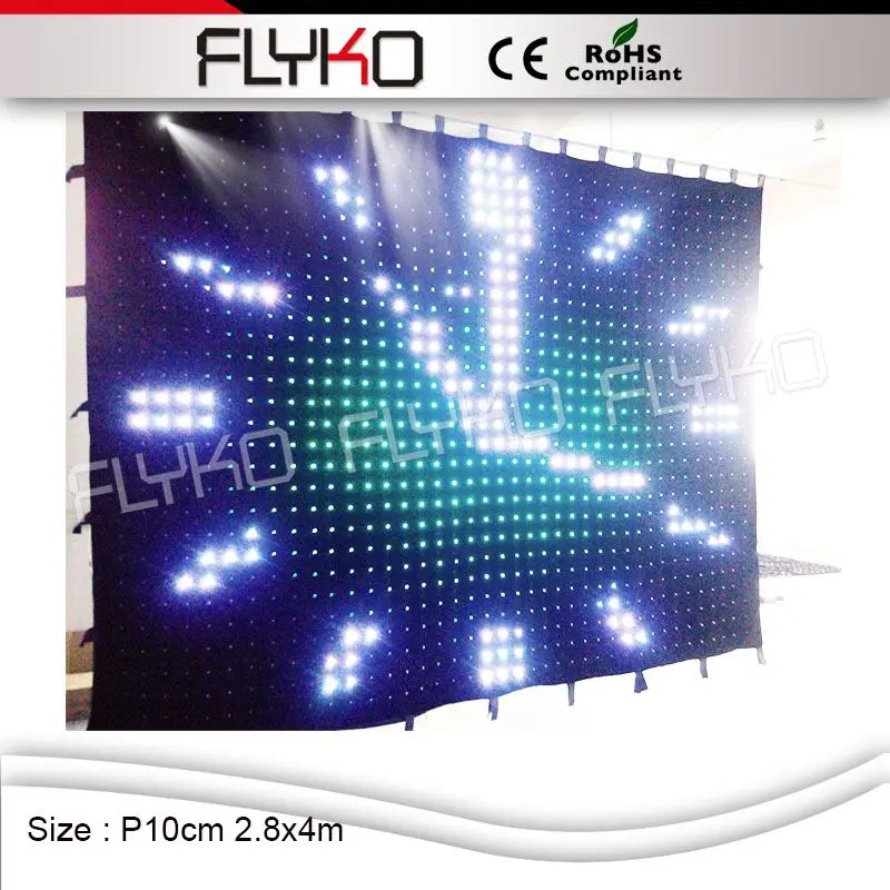 

P100mm FLYKO Professional manufacturer fashionable design RGB led video curtain 2.8X4M