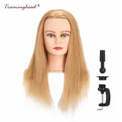 Traininghead 20-22 "человеческих волос Парикмахерские Учебные головы-манекены силиконовый Манекен головы для девочек парики макияж Манекен, кукла