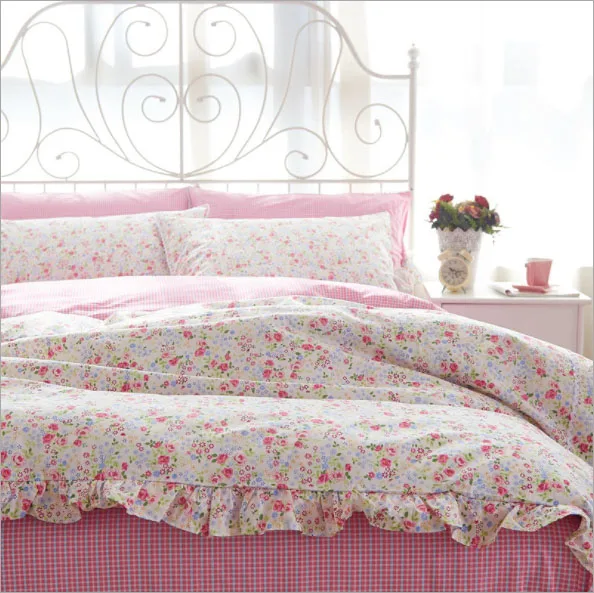 Korean Rural Style Lace Small Floral Design Duvet Cover Bed Sheet Set