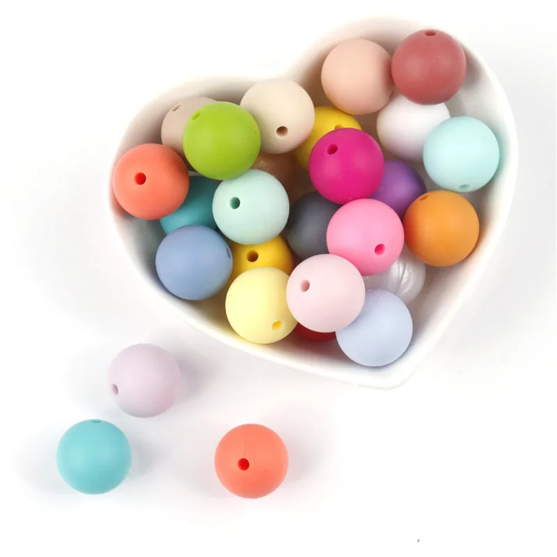 12MM 100pc Silicone Round Teether Beads Bpa Free Dental Care Jewelry Bracelet Accessories Diy Silicone Baby Teething Necklace images - 6