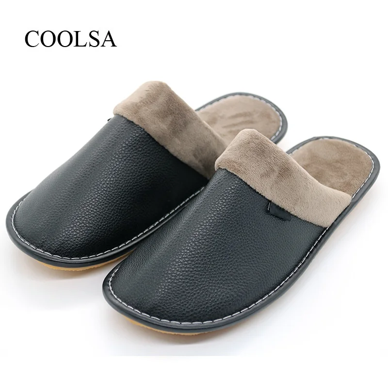 men's leather slippers with rubber soles