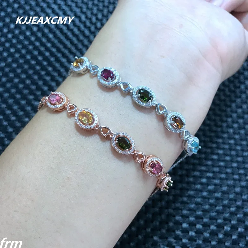 KJJEAXCMY Fine jewelry Natural tourmaline female Bracelet wholesale, 925 sterling silver inlaid new products hot KJJEAXCMY Fine jewelry Natural tourmaline female Bracelet wholesale, 925 sterling silver inlaid new products hot