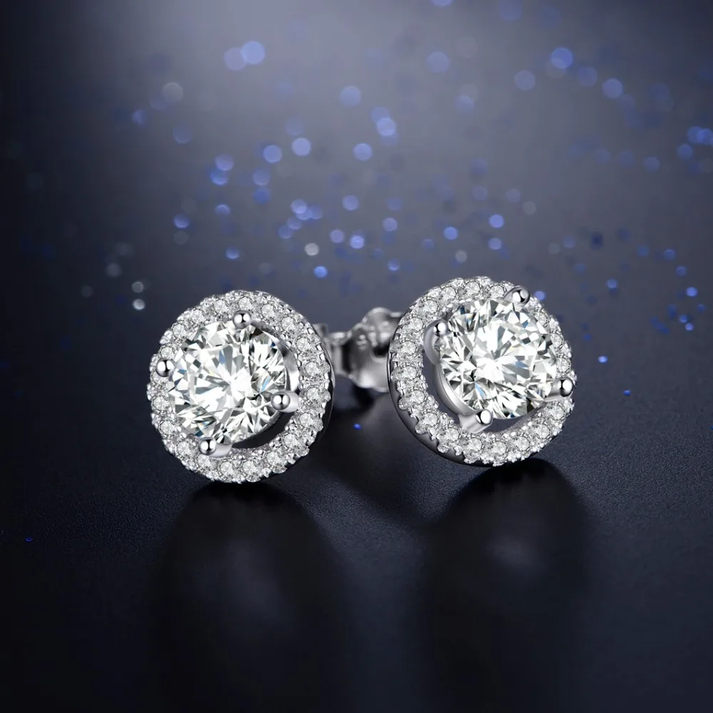 50% off Women Stud Earrings 925 Sterling Silver AAAAA Level Zircon Jewelry White Crystal Earring Gife for women Brincos De Prata - Image 2
